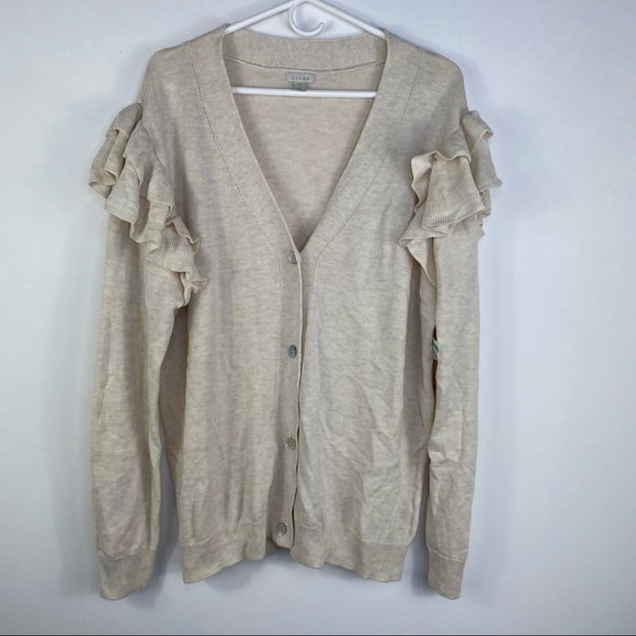 Hinge Cream Ruffle Cardigan Sweater - Picture 4 of 9